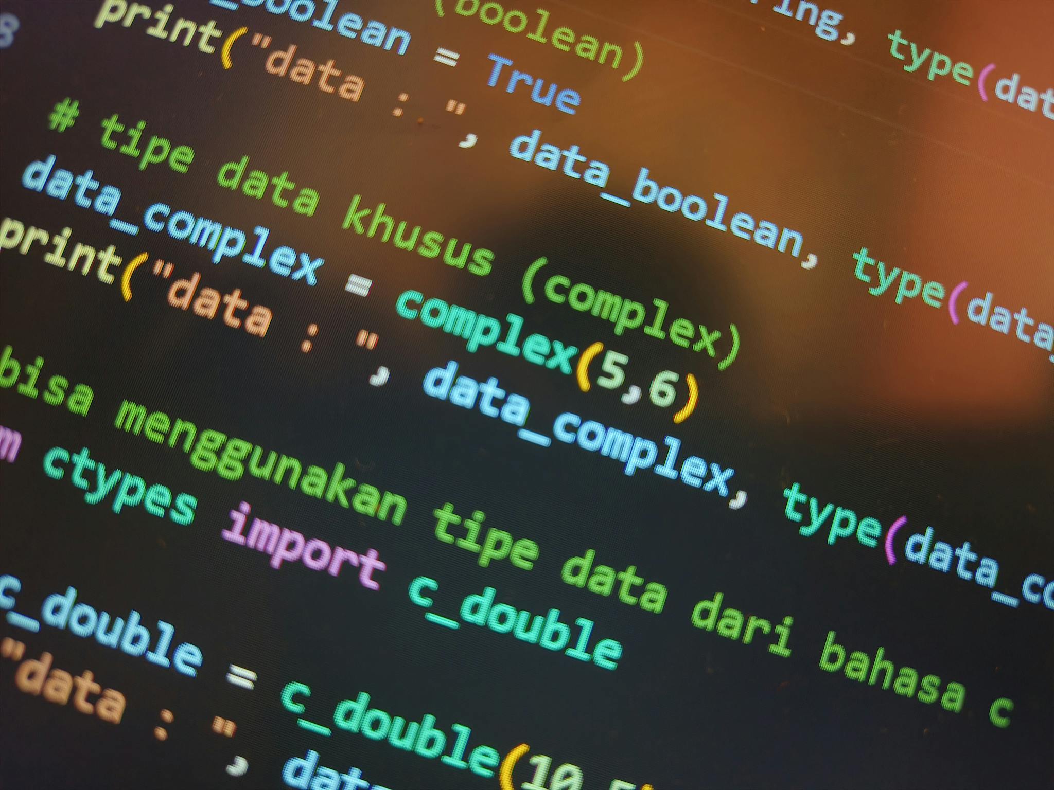 Vibrant and engaging code displayed on a computer screen, showcasing programming concepts.
